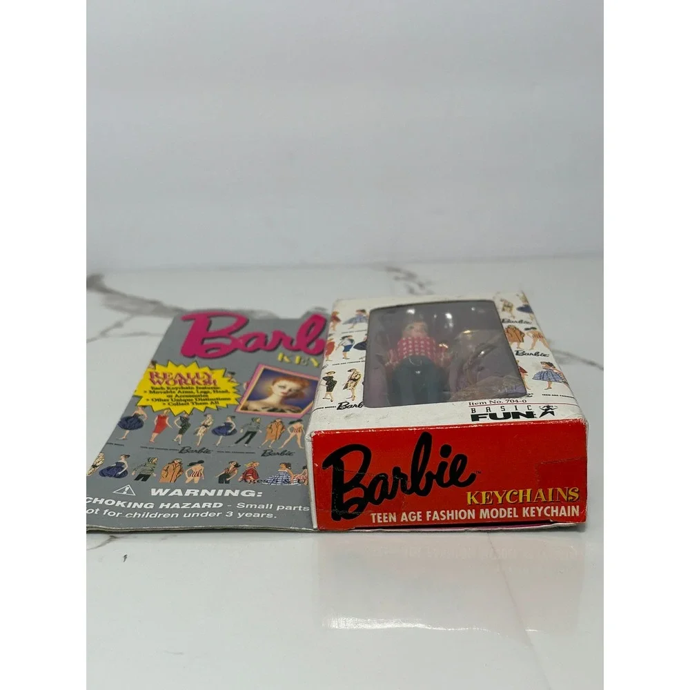 Vintage 1995 Basic‎ Fun Picnic Barbie Keychain 1959 Model 704-0 Red Gingham Mini